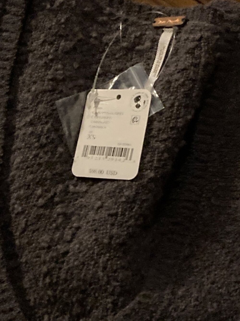 Free People Puff Sleeve Cropped Cardigan in Grey, Size XS - New With Tags - Picture 3 of 5